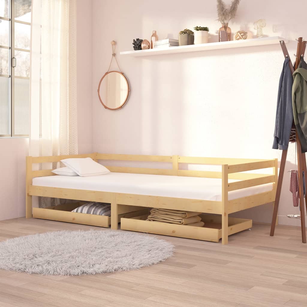 vidaXL Denná posteľ so zásuvkami 90x200 cm, borovicový masív