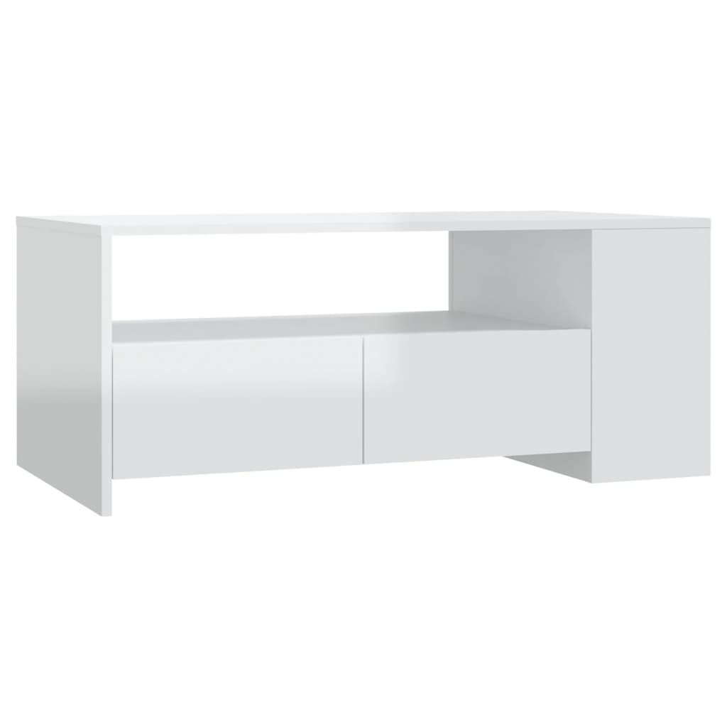 vidaXL Konferenčný stolík lesklý biely 102x55x42 cm spracované drevo