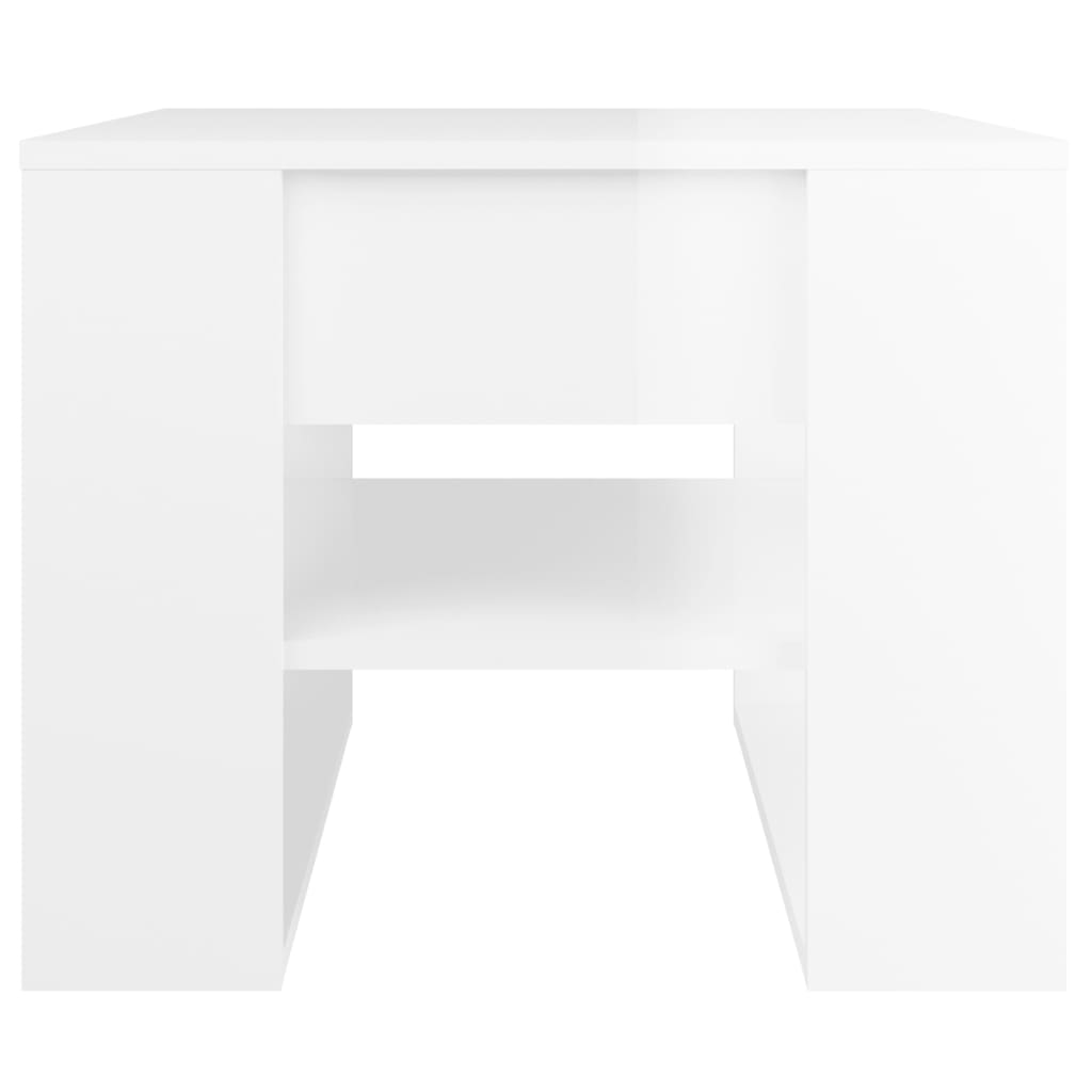 vidaXL Konferenčný stolík lesklý biely 55,5x55x45 cm spracované drevo