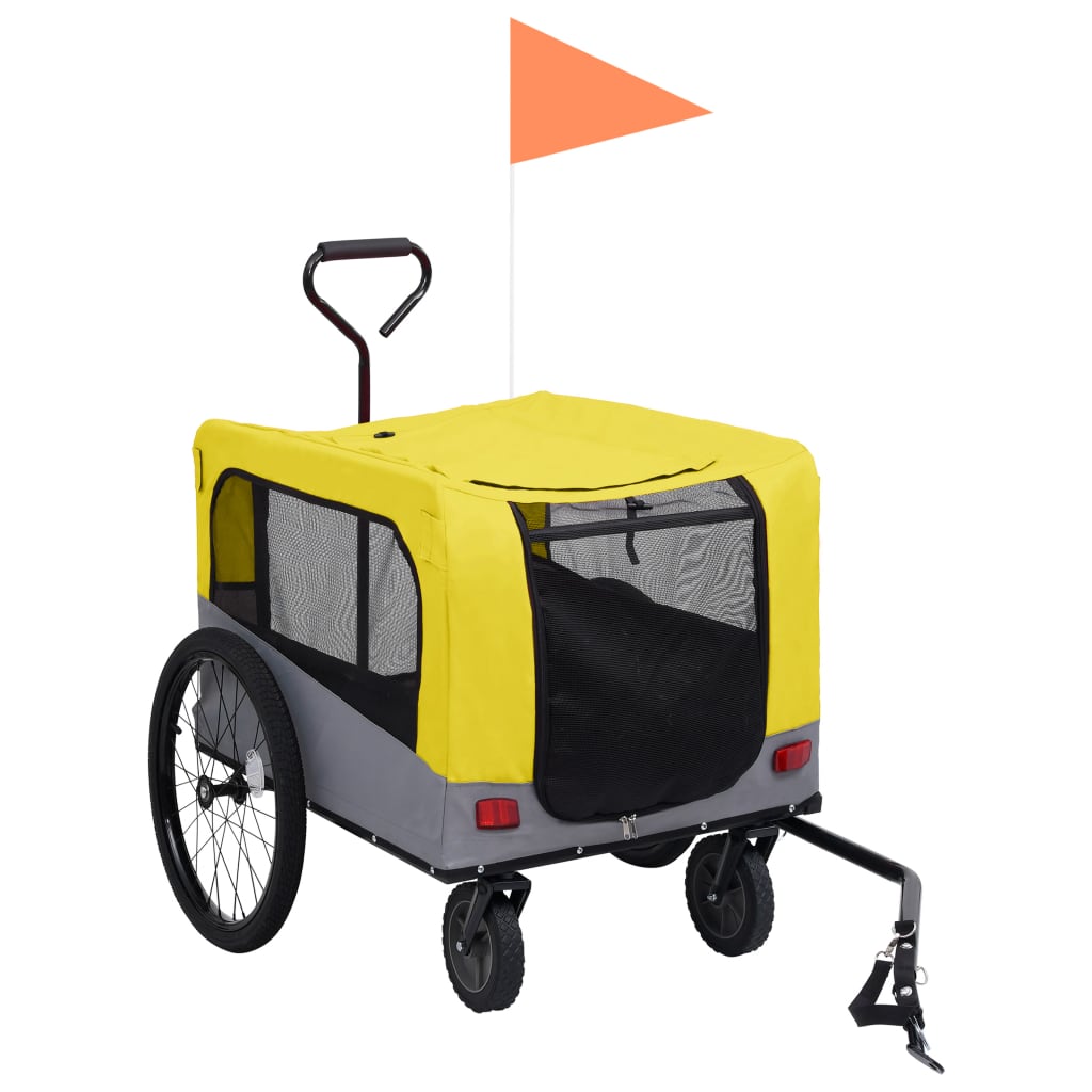 vidaXL Vozík pre domáce zvieratá na bicykel/beh 2-v-1, žlto sivý
