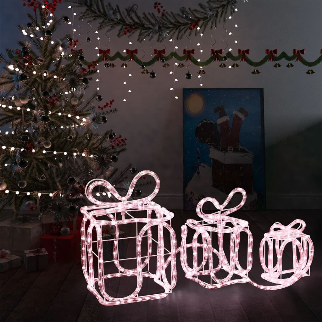 vidaXL Vianočná dekorácia s darčekovými krabičkami 180 LED
