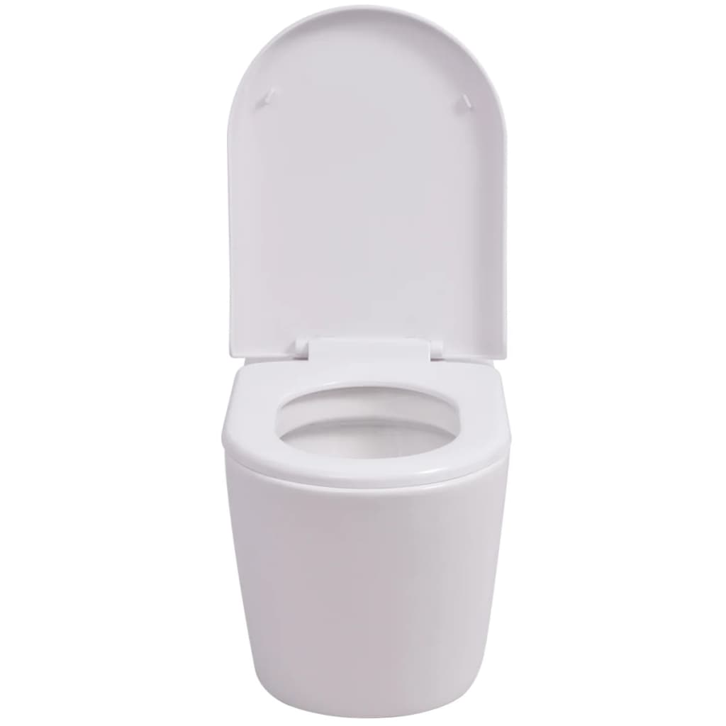 vidaXL Keramické závesné WC so skrytou nádržou, biele