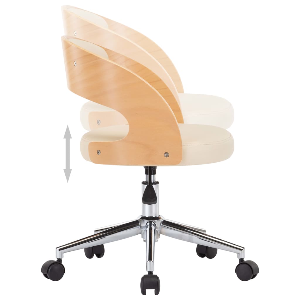 vidaXL Otočné jedálenské stoličky 6ks,krémové,ohýbané drevo+umelá koža