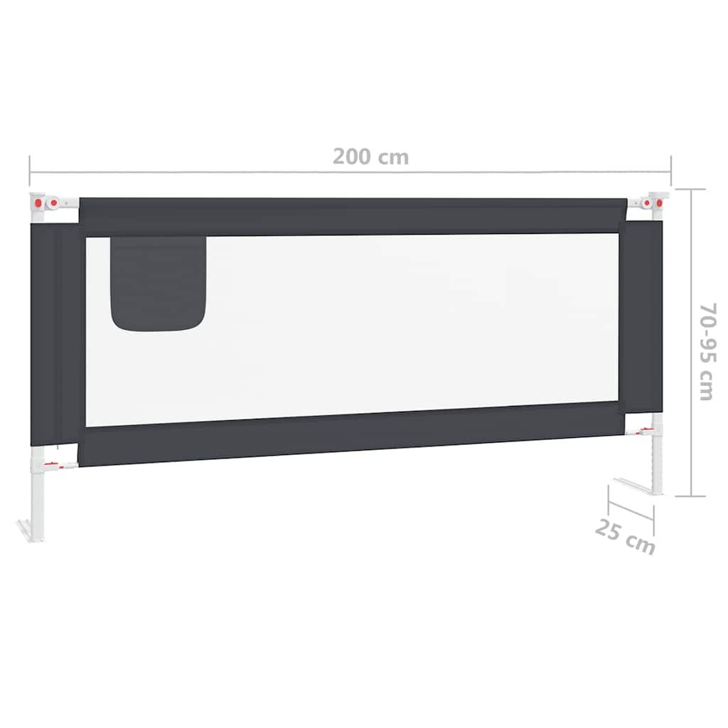 vidaXL Zábrana na detskú posteľ tmavosivá 200x25 cm látka