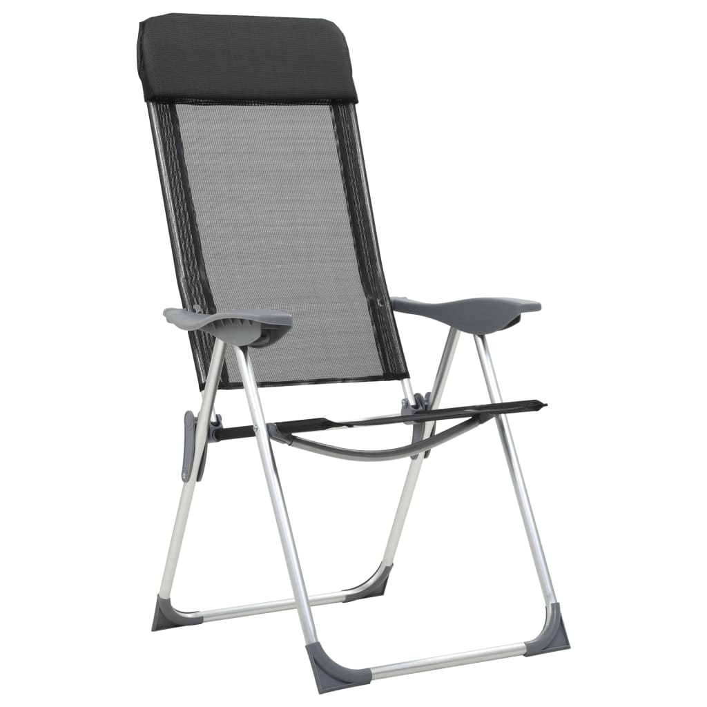 vidaXL Skladacie kempingové stoličky 4 ks, čierne, hliník
