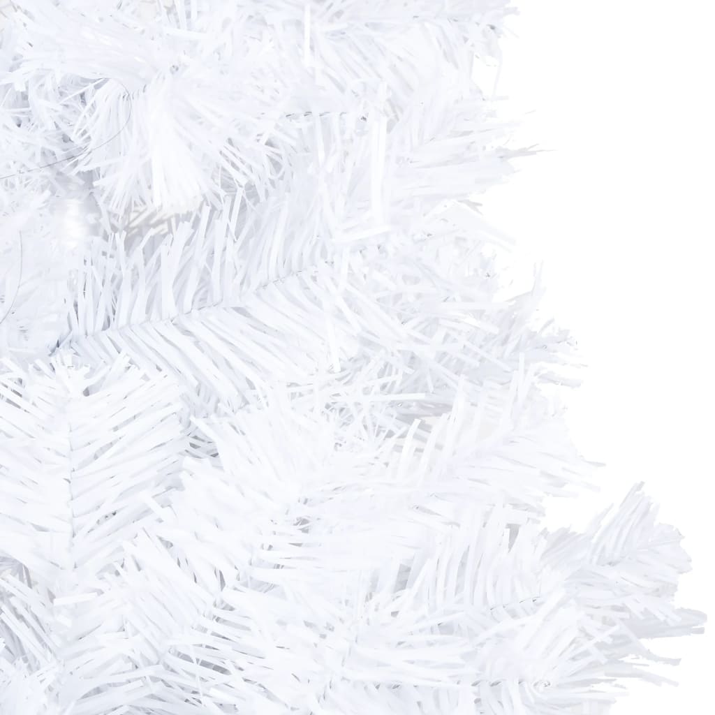 vidaXL Osvetlený umelý vianočný stromček s guľami, biely 120 cm, PVC