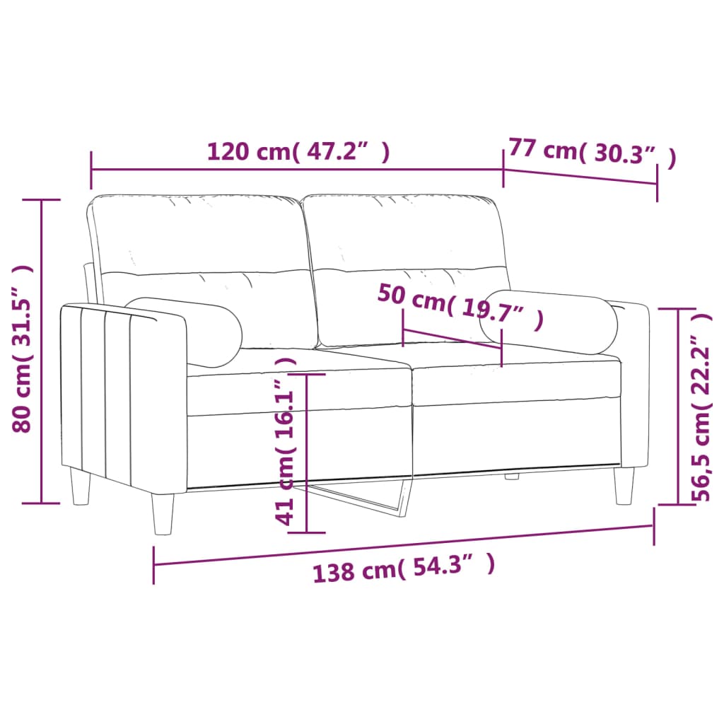 vidaXL 2-dielna sedacia súprava s vankúšmi tmavosivá 120 cm látka