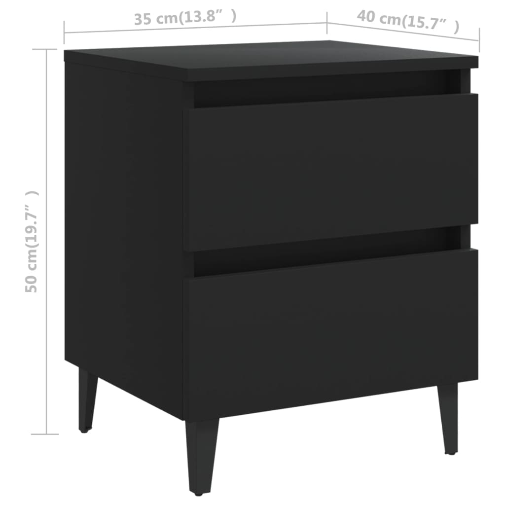 vidaXL Nočné stolíky 2 ks, čierne 40x35x50 cm, kompozitné drevo