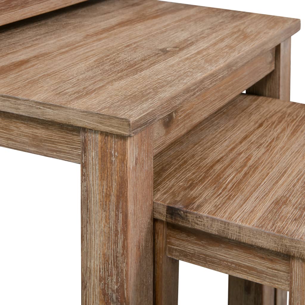 vidaXL 3-dielna súprava zasúvacích stolov, masívne akáciové drevo