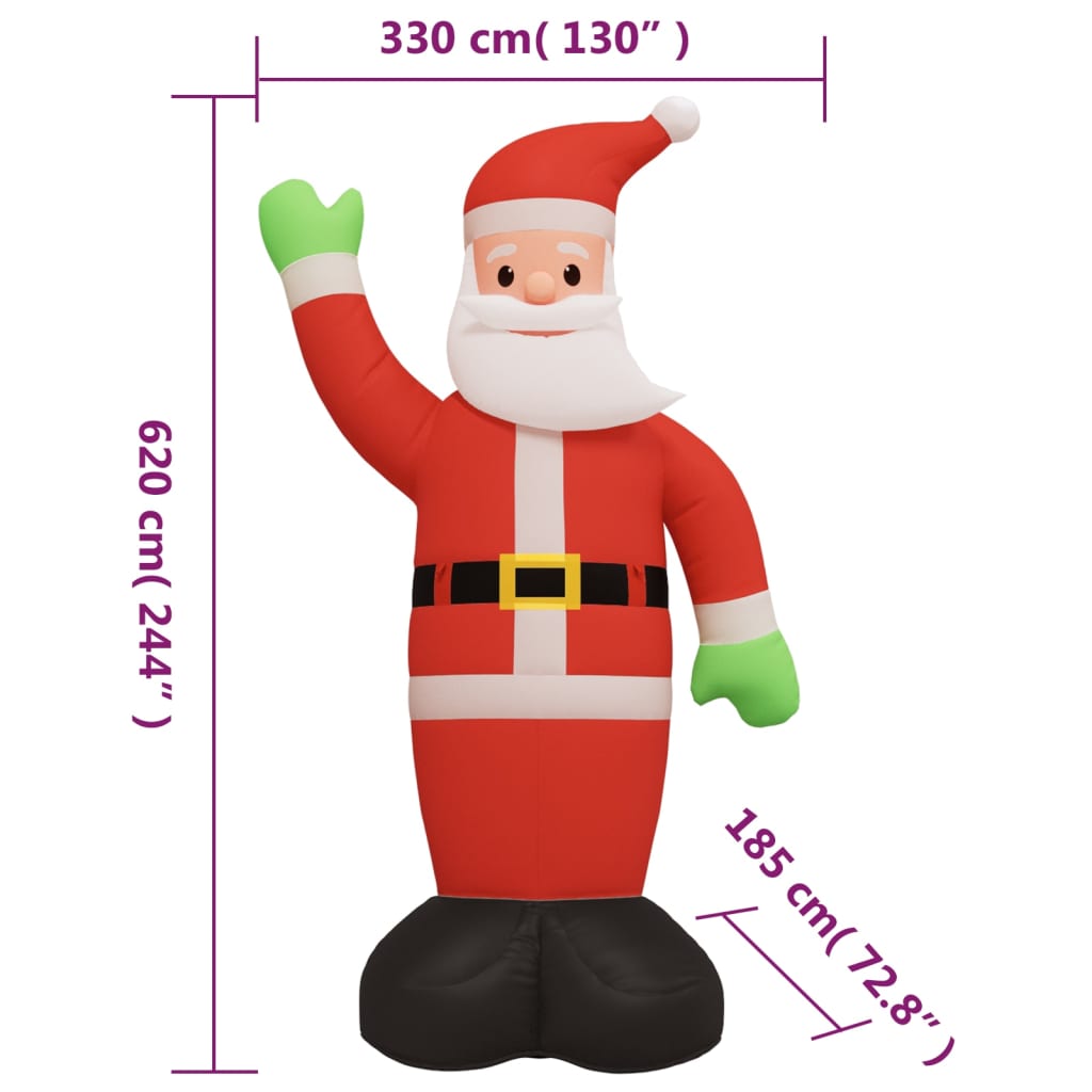 vidaXL Nafukovací Santa Claus s LED diódami 620 cm