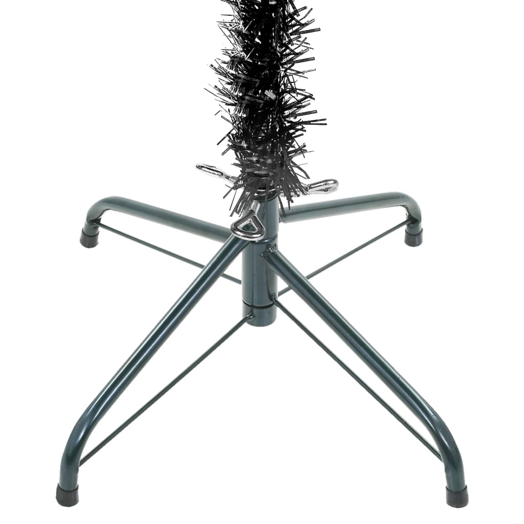 vidaXL Úzky vianočný stromček s LED a sadou gulí čierny 210 cm