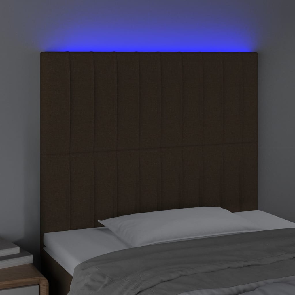 vidaXL Čelo postele s LED tmavohendé 160x7x118/128 cm látka