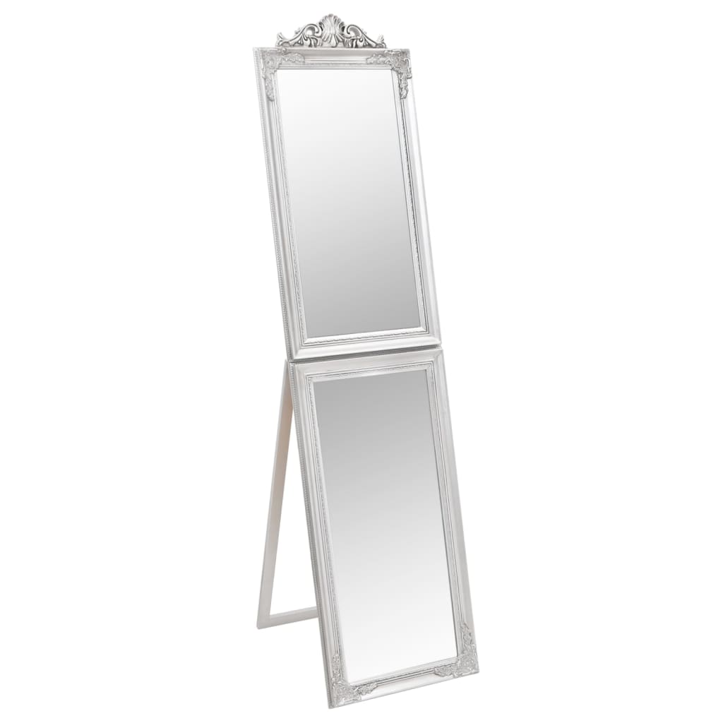 vidaXL Voľne stojace zrkadlo strieborné 50x200 cm