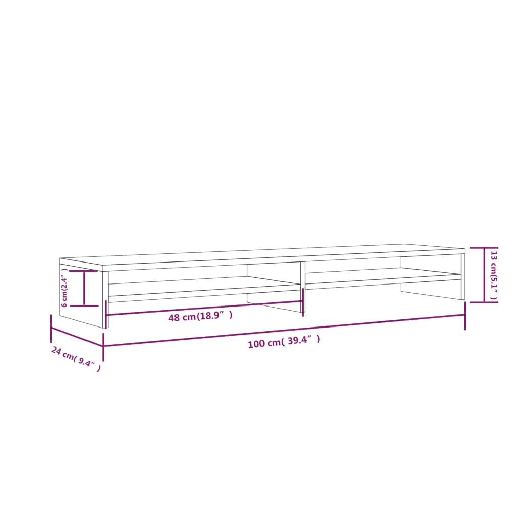 vidaXL Stojan na monitor biely 100x24x13 cm masívna borovica