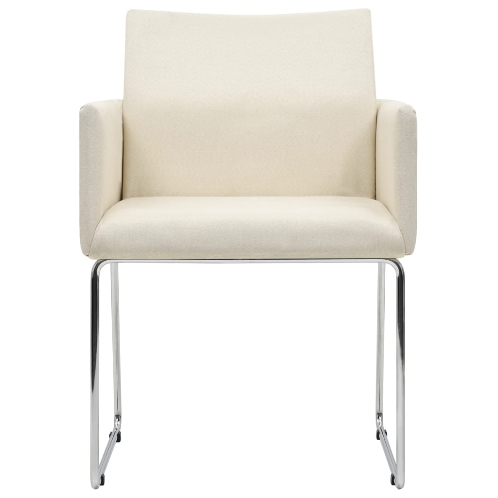 vidaXL Jedálenské stoličky 4 ks, ľanový vzhľad, biele, látka