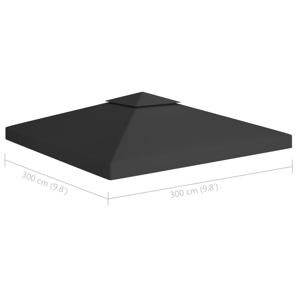 vidaXL Dvojitá strieška na altánok 310 g/m², 3x3 m, čierna