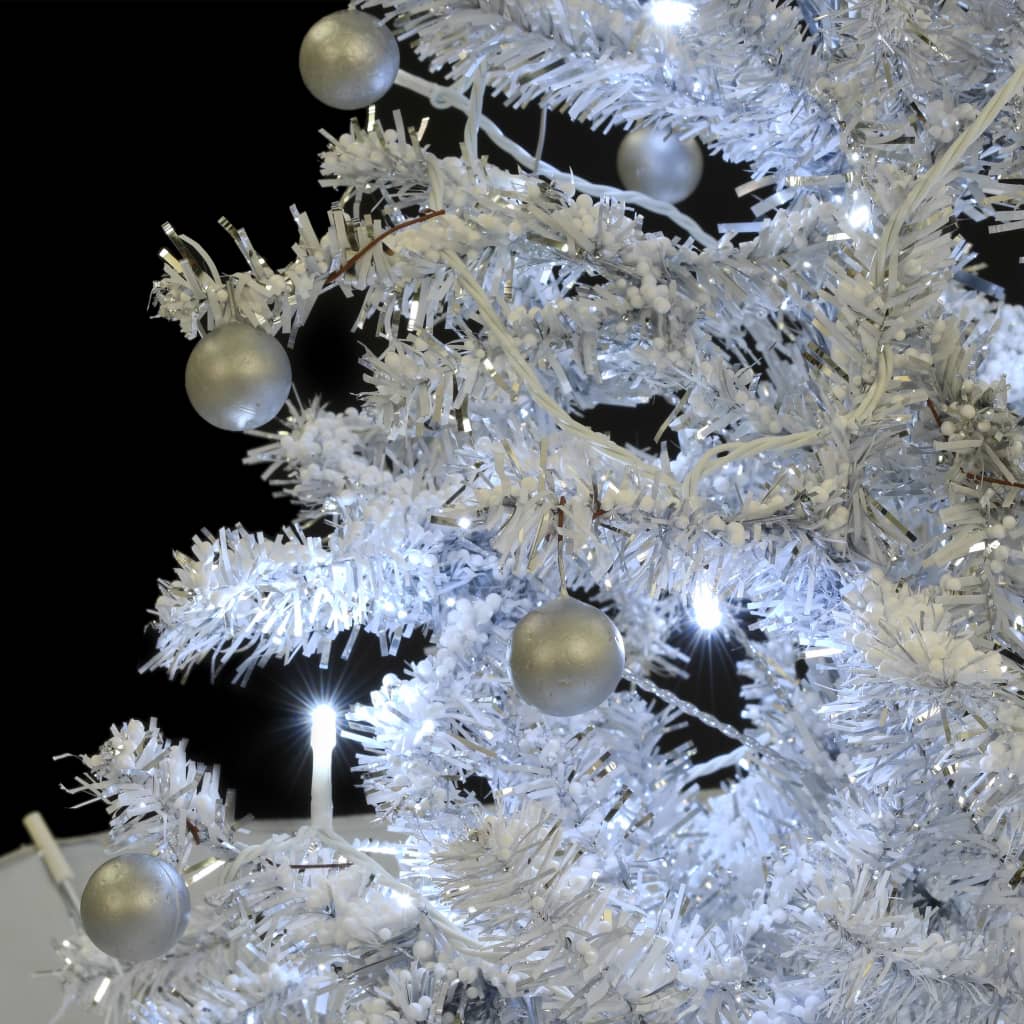 vidaXL Snežiaci vianočný stromček dáždnikovým podstavcom biely 140 cm
