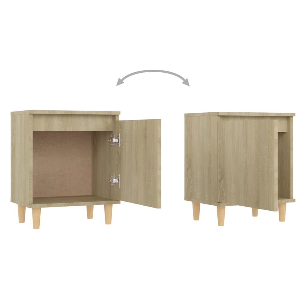 vidaXL Nočné stolíky s drevenými nožičkami 2 ks dub sonoma 40x30x50 cm