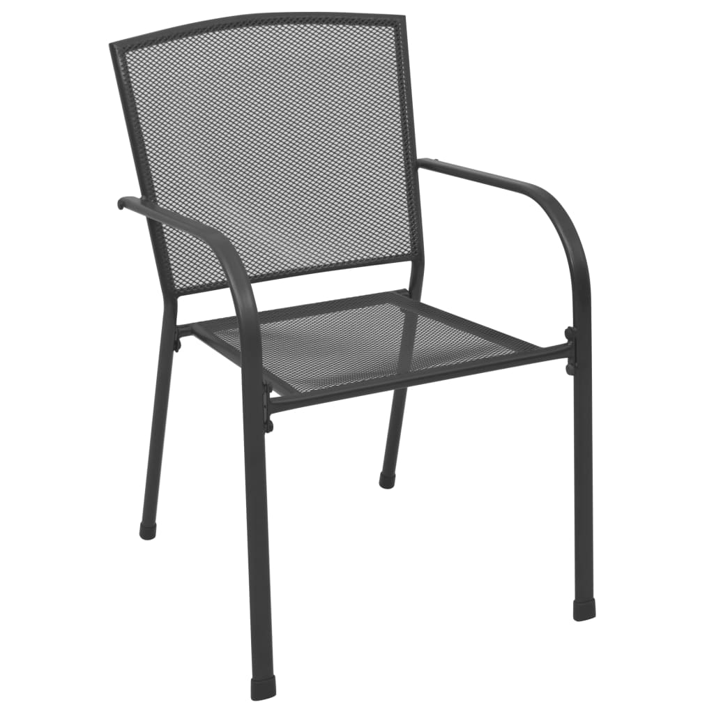 vidaXL Vonkajšie stoličky 4 ks, sieťovinový dizajn, antracitové, oceľ