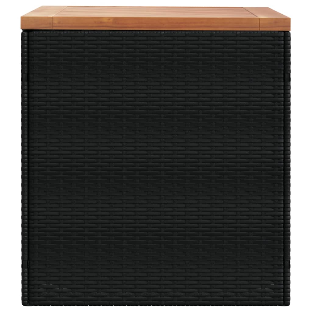 vidaXL Záhrad. úložný box čierny 110x50x54 cm polyratan akáciové drevo