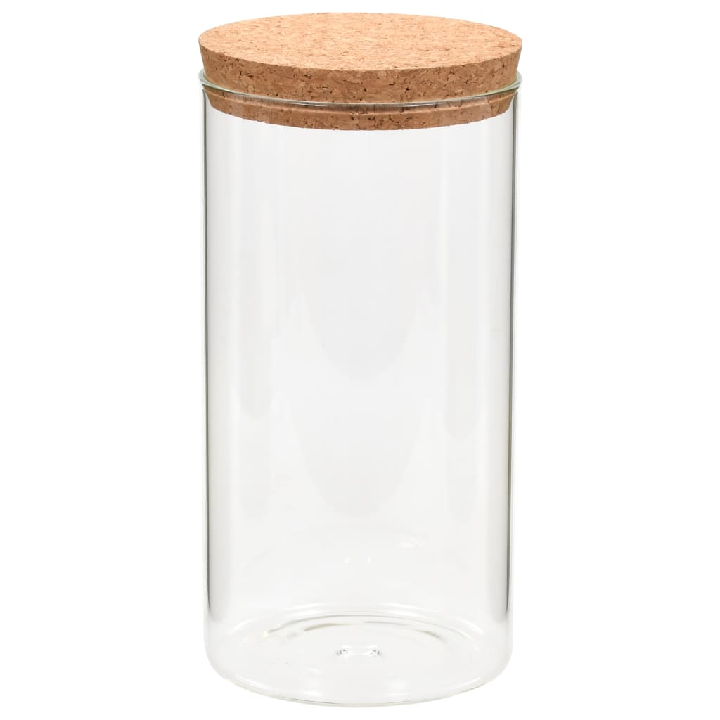 vidaXL Skladovacie sklenené poháre s korkovými viečkami 6 ks 1100 ml