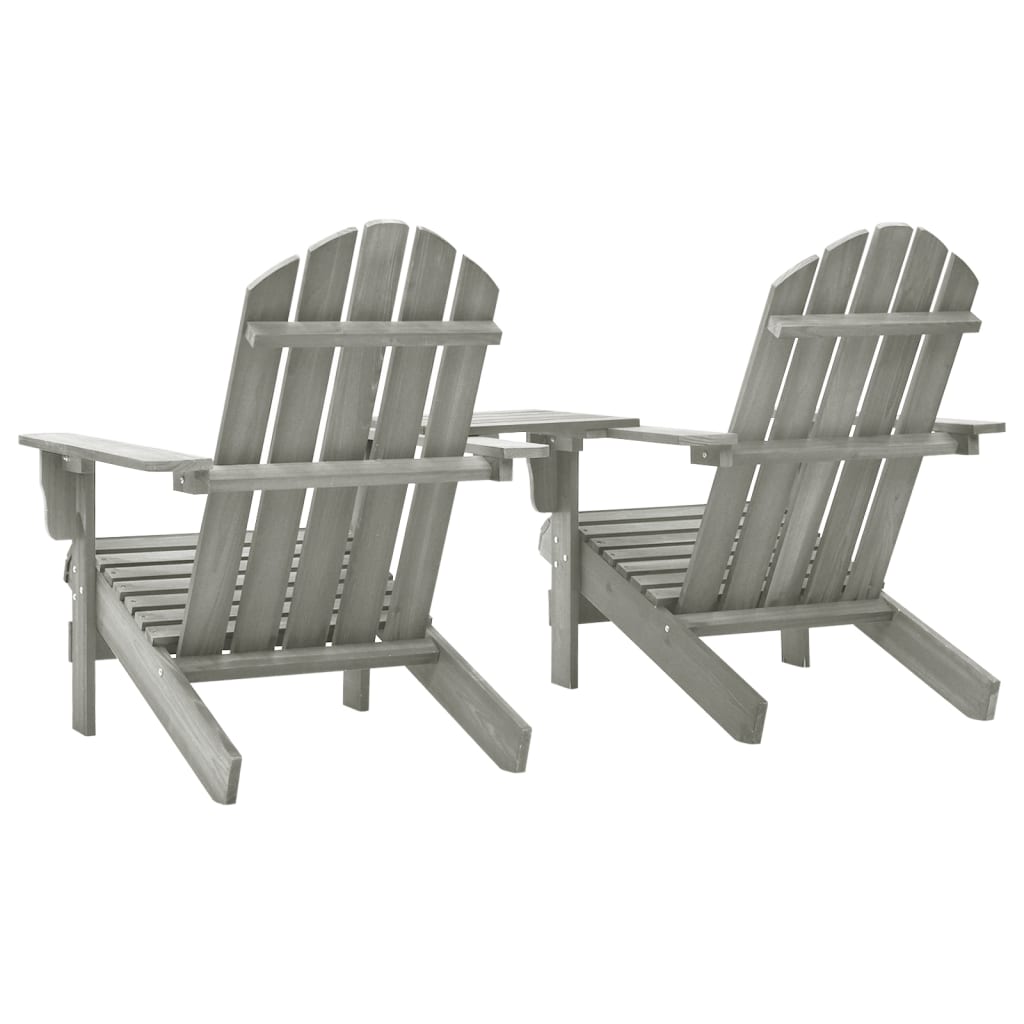 vidaXL Záhradné stoličky Adirondack+stolík, jedľový masív, sivé
