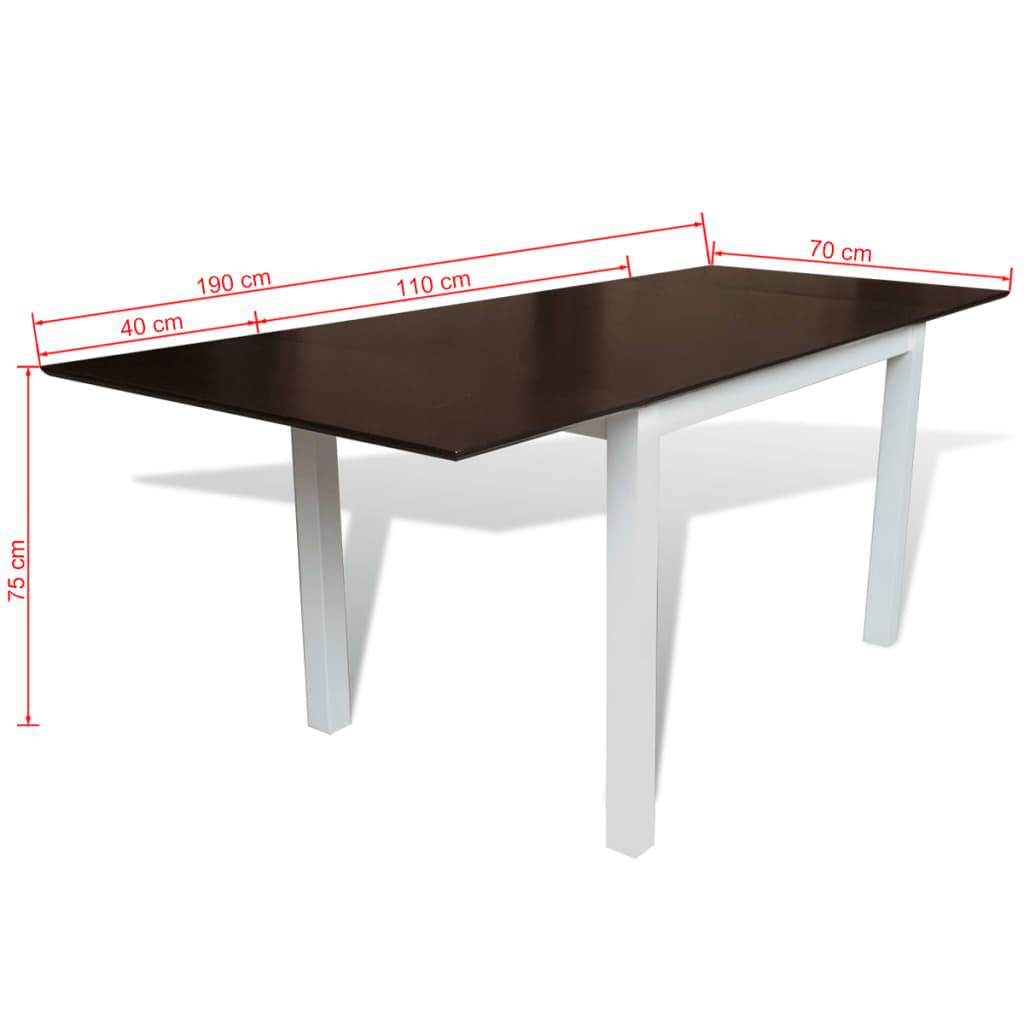 vidaXL Rozťahovací jedálenský stôl kaučukový hnedo-biely 190 cm