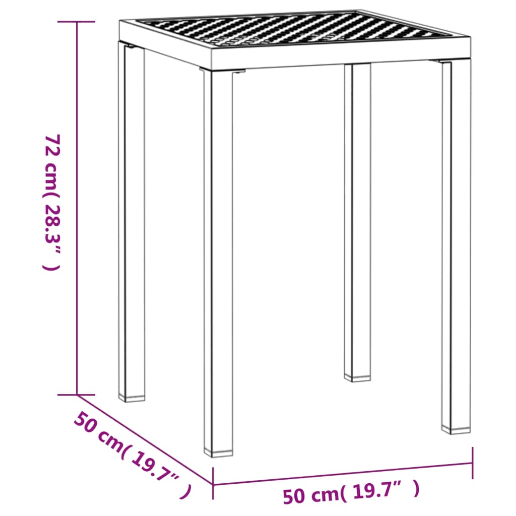 vidaXL Záhradný stôl antracitový 50x50x72 cm oceľ