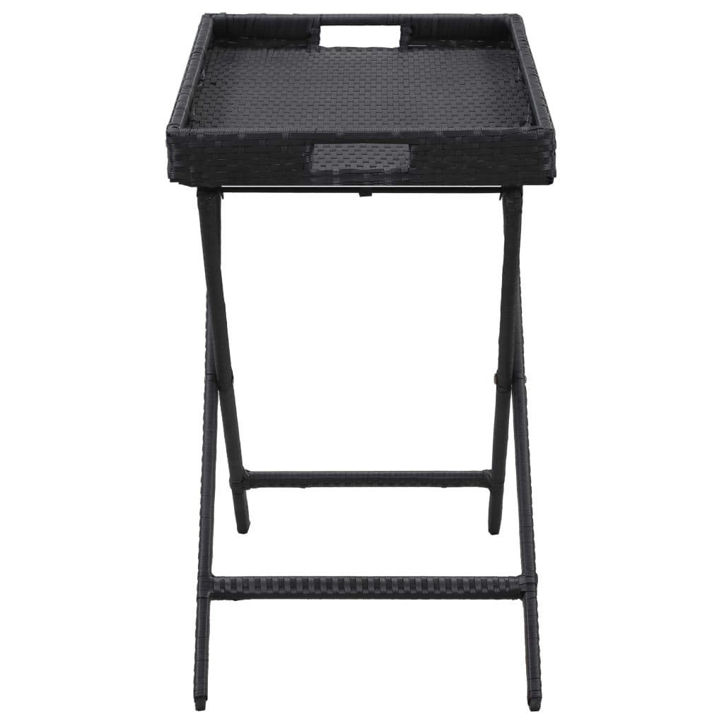 vidaXL Skladací stôl čierny 80x45x75 cm polyratanový