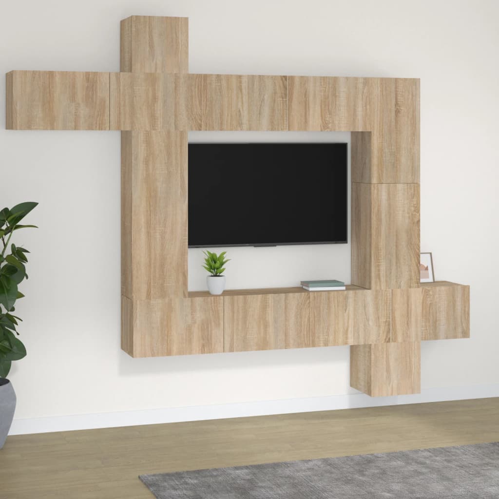 vidaXL 9-dielna súprava TV skriniek dub sonoma spracované drevo