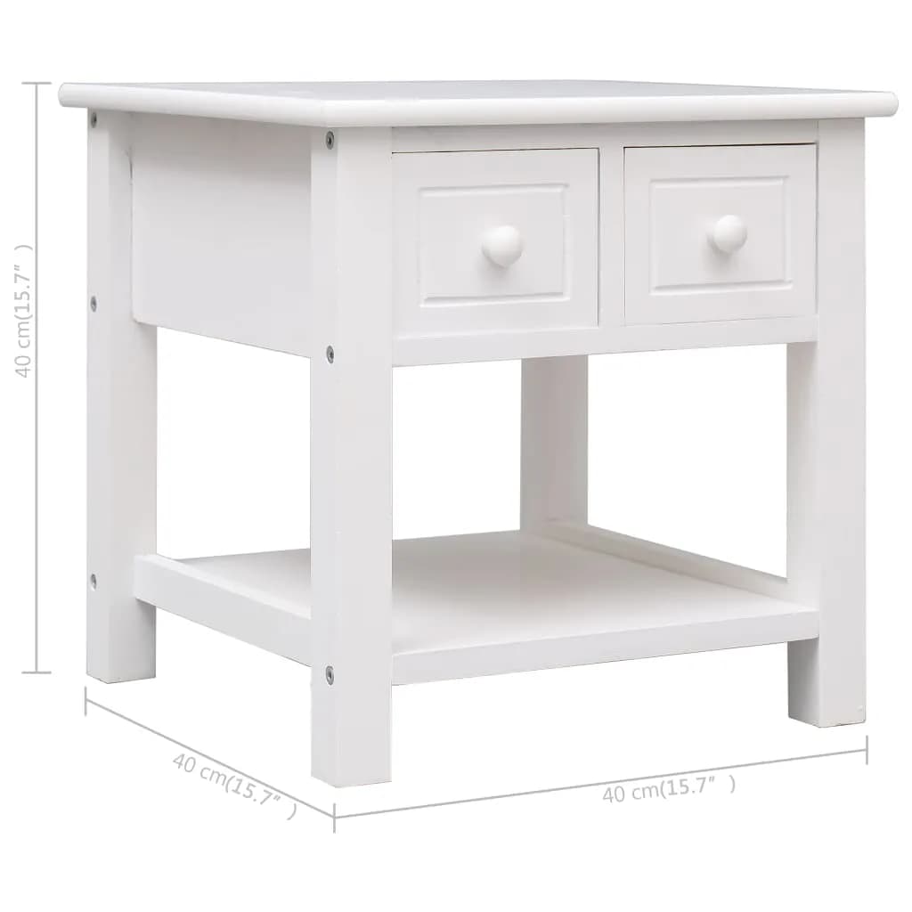 vidaXL Príručný stolík biely 40x40x40 cm drevo paulovnie