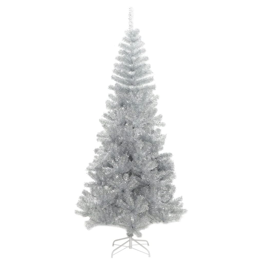 vidaXL Umelý vianočný stromček so stojanom, strieborný 180 cm, PET