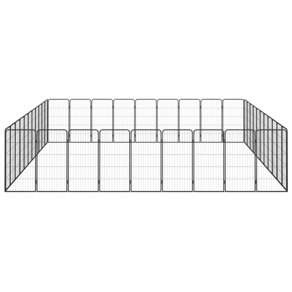 vidaXL Ohrádka pre psov 40 panelov čierna 50x100 cm práškovaná oceľ