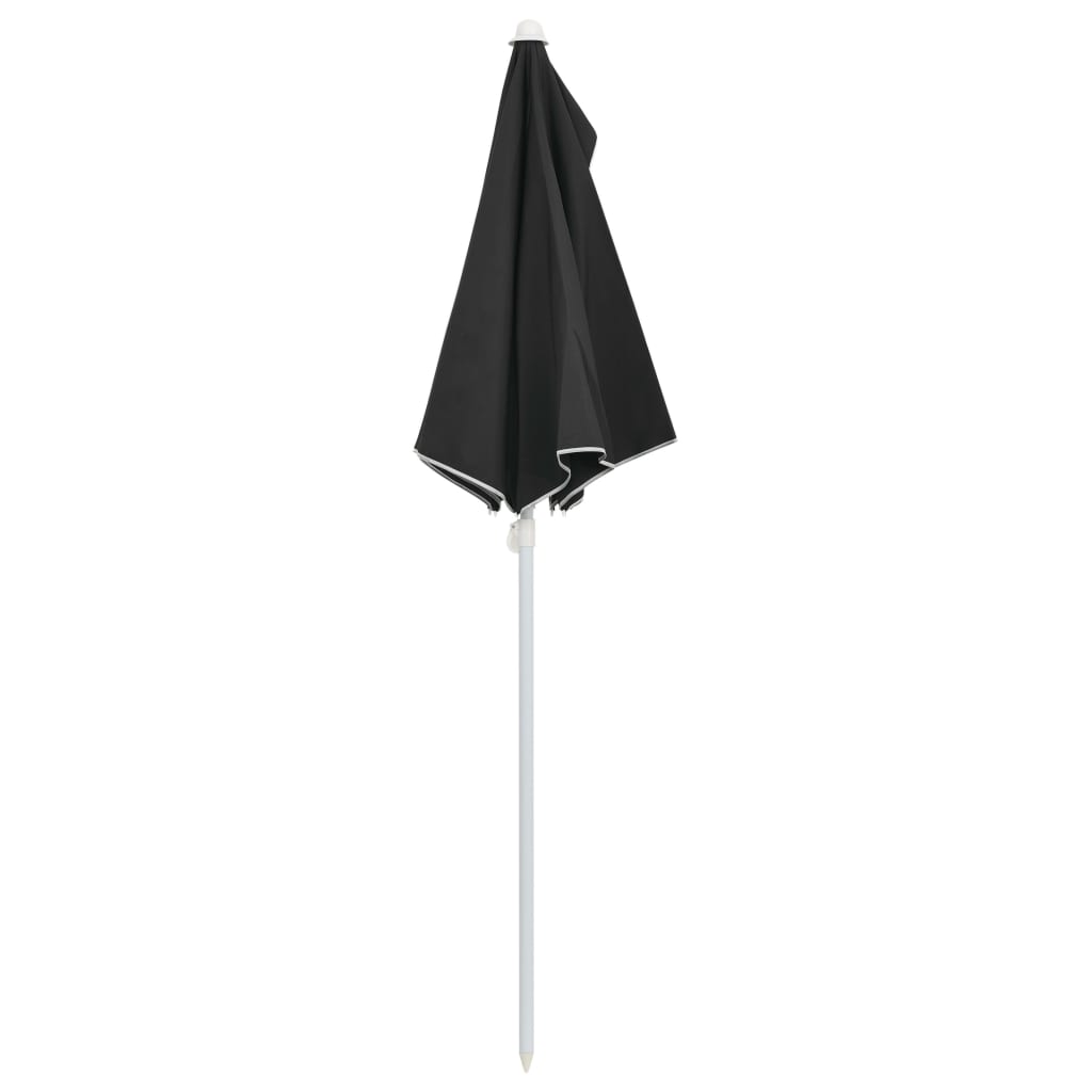 vidaXL Polkruhový záhradný slnečník s tyčou 180x90 cm, čierny