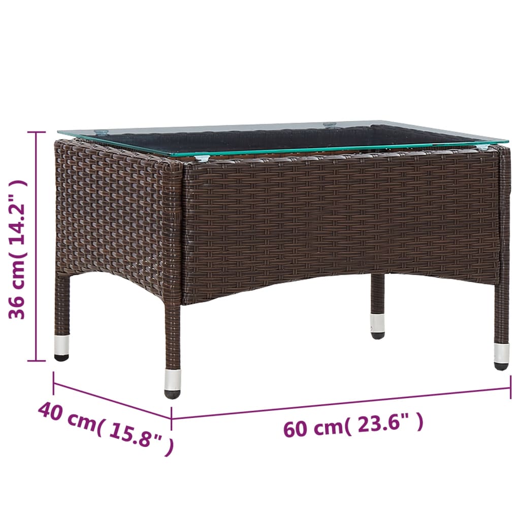 vidaXL Konferenčný stolík, hnedý 60x40x36 cm, polyratan