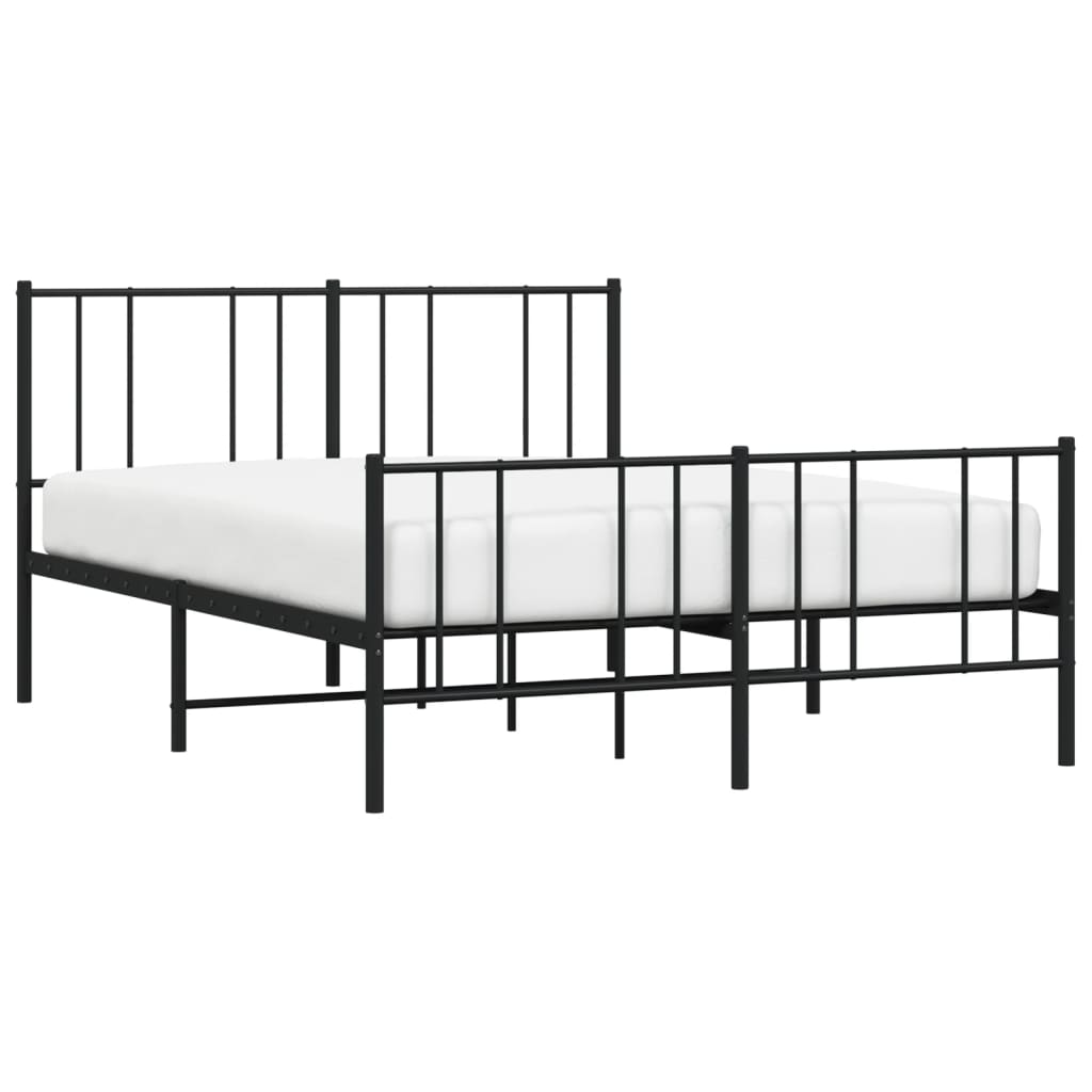 vidaXL Kovový rám postele s čelom a podnožkou čierny 120x190 cm