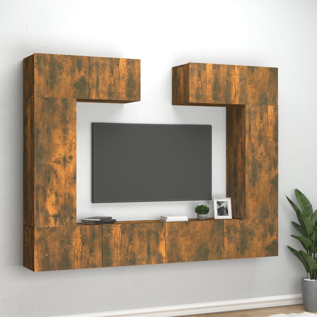 vidaXL 6-dielna súprava TV skriniek dymový dub spracované drevo