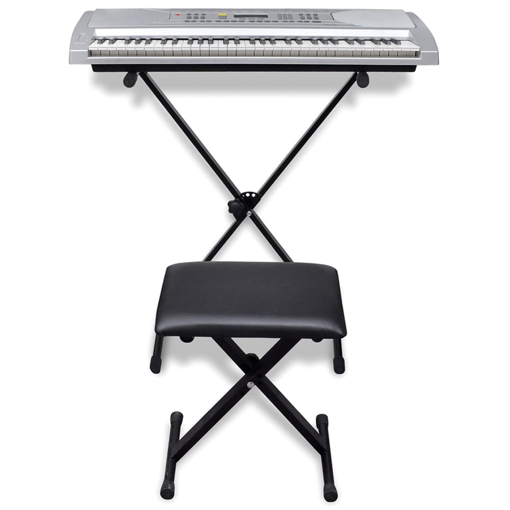 Elektronický keyboard, nastaviteľný stojan na klávesy a stolička