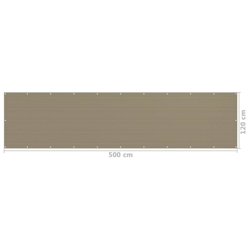 vidaXL Balkónová markíza sivohnedá 120x500 cm HDPE