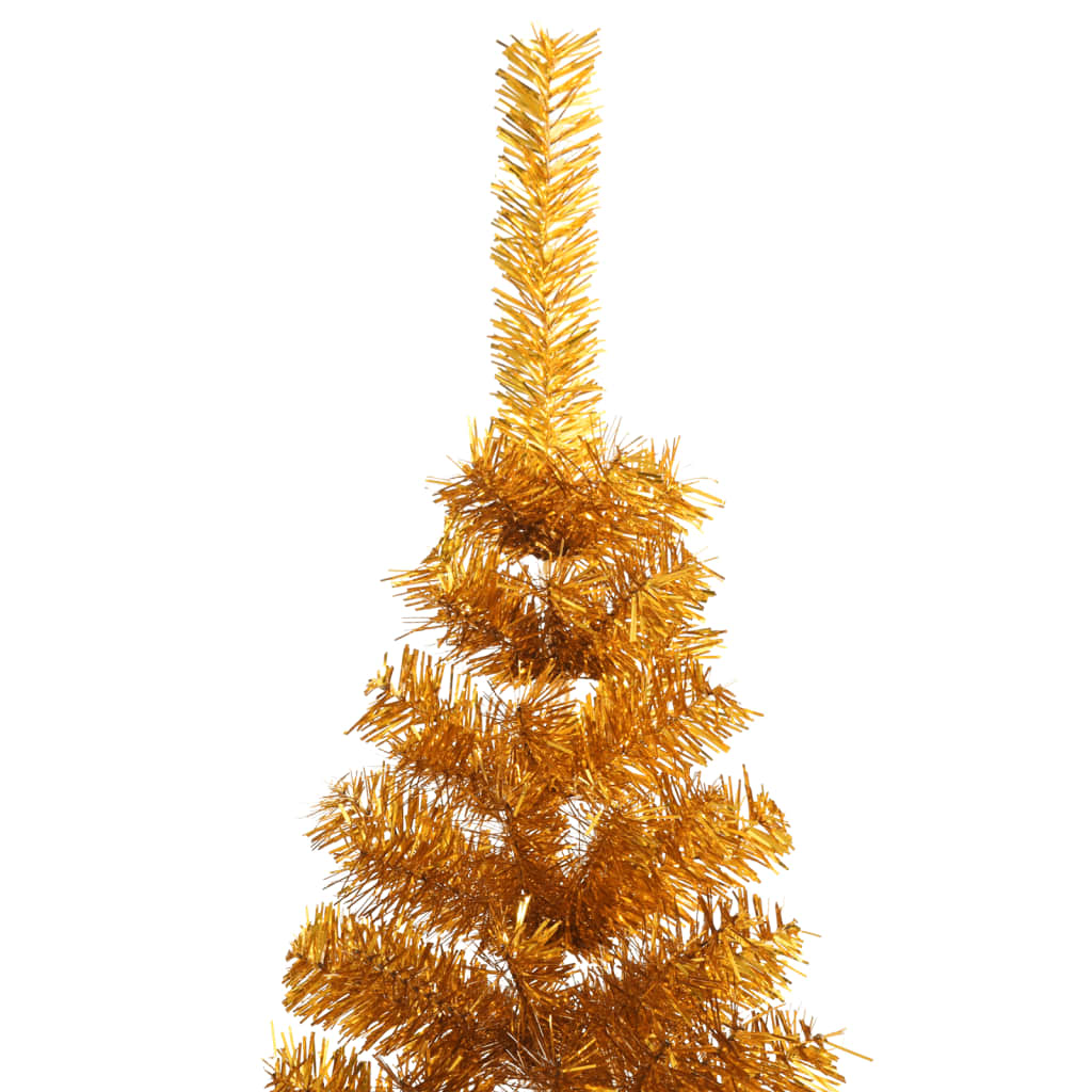 vidaXL Umelý polovičný vianočný stromček+stojan, zlatý 240 cm, PET