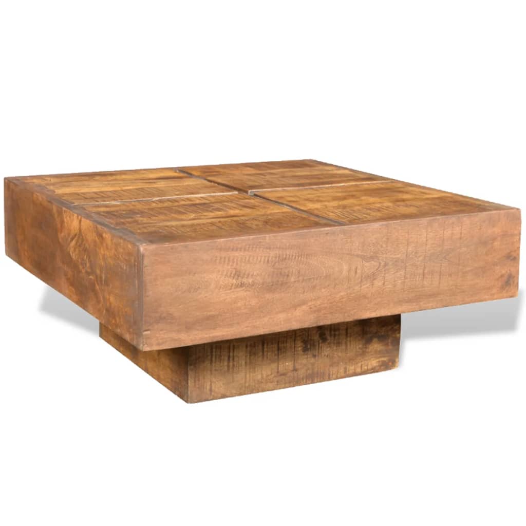 vidaXL Konferenčný stolík, hnedý, štvorcový, mangový masív