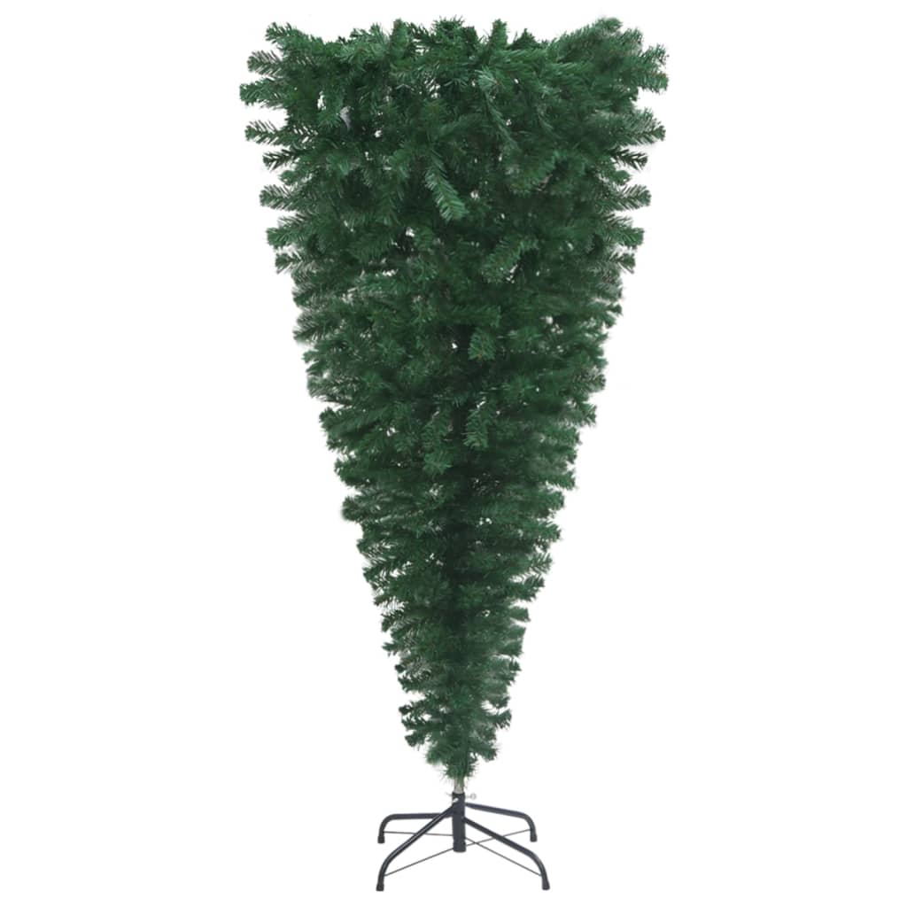 vidaXL Prevrátený osvetlený umelý vianočný stromček s guľami 120 cm