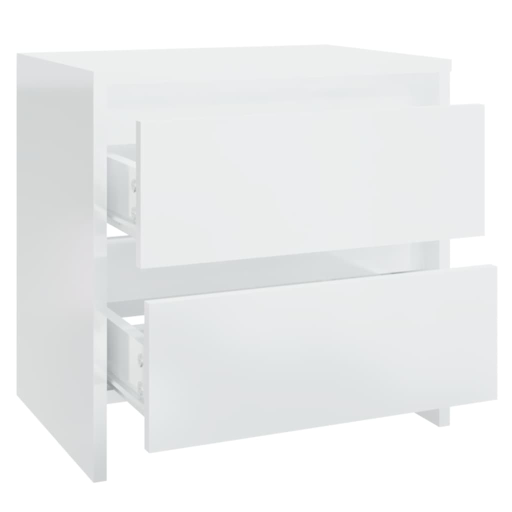 vidaXL Nočné stolíky 2 ks lesklé biele 45x34,5x44,5 cm drevotrieska