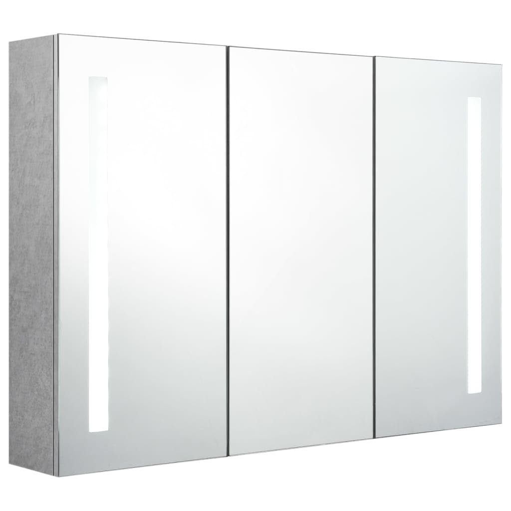 vidaXL LED kúpeľňová zrkadlová skrinka betónovo-sivá 89x14x62 cm