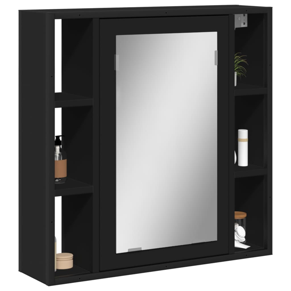 vidaXL Kúpeľňová skrinka so zrkadlom čierna 60x16x60cm kompozit. drevo
