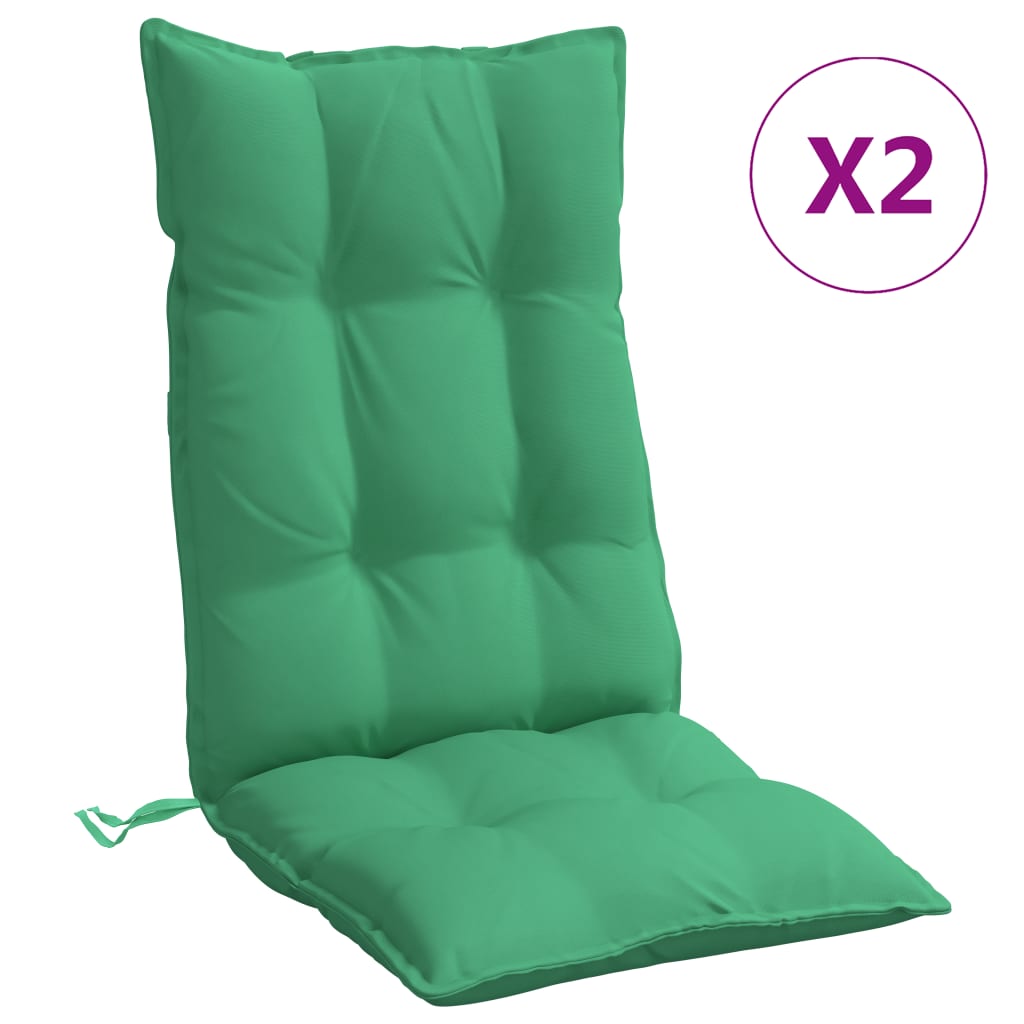 vidaXL Podušky na stoličky s vysokým operadlom 2 ks zelené látka