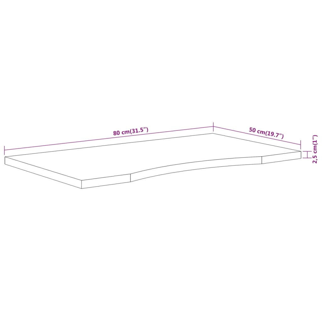 vidaXL Doska stola 80x50x2,5 cm obdĺžniková masívna akácia