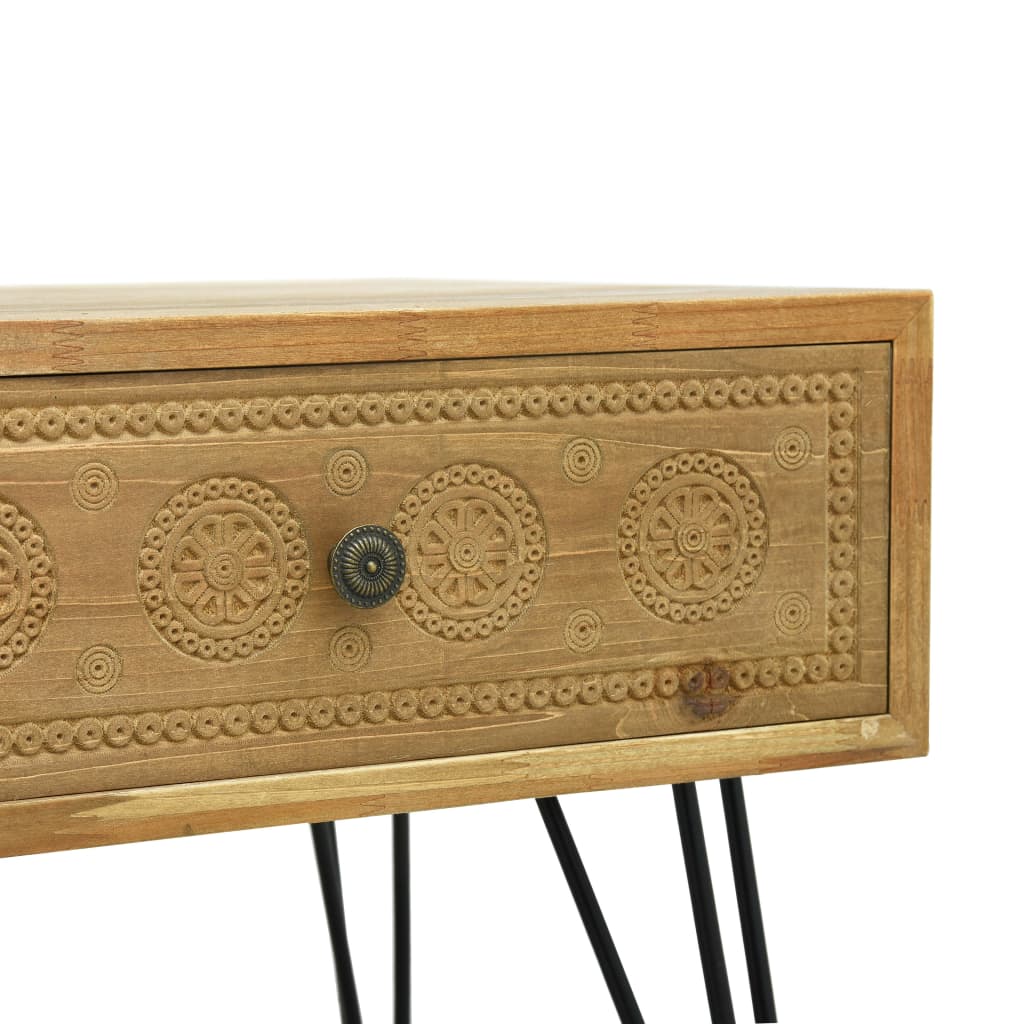 vidaXL Konferenčný stolík s 2 zásuvkami vyrezávaný hnedý 80x40x40,5 cm drevený