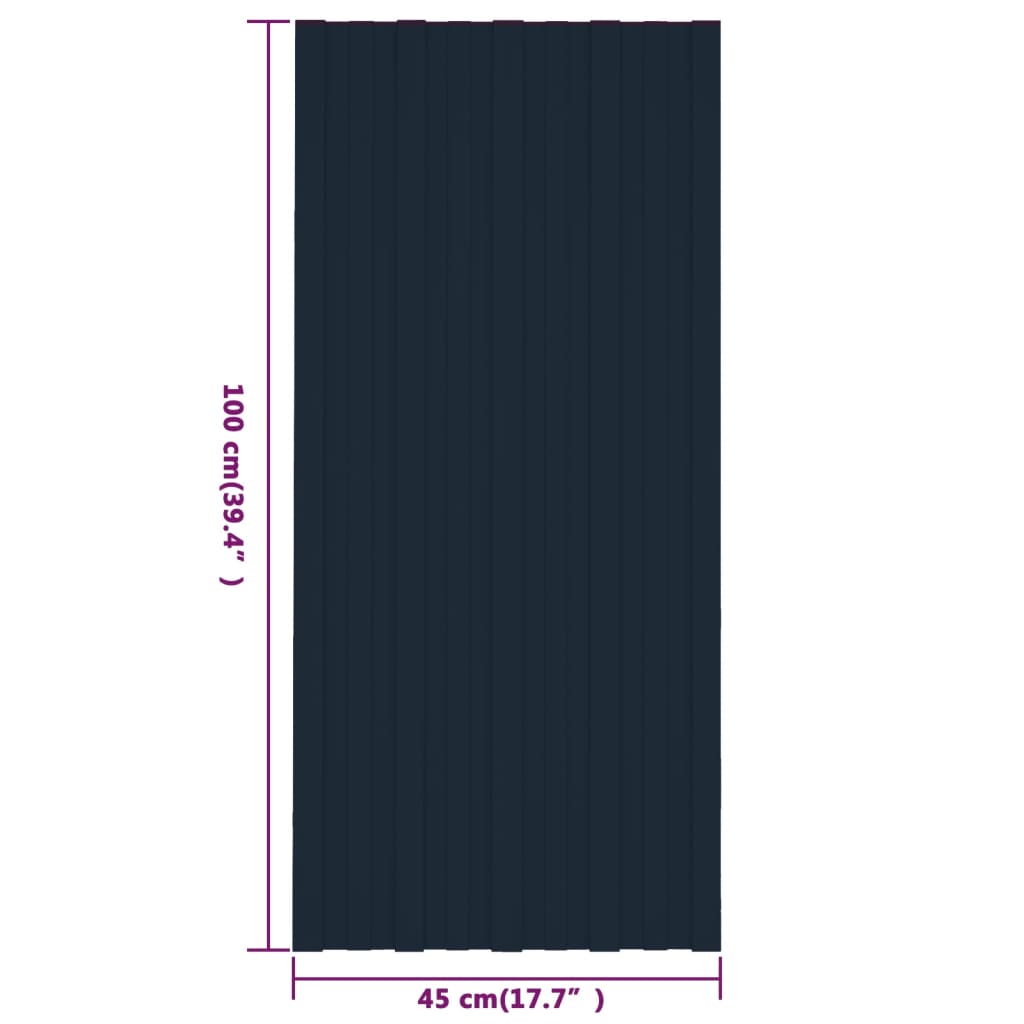 vidaXL Strešné panely 36 ks pozinkovaná oceľ antracitové 100x45 cm