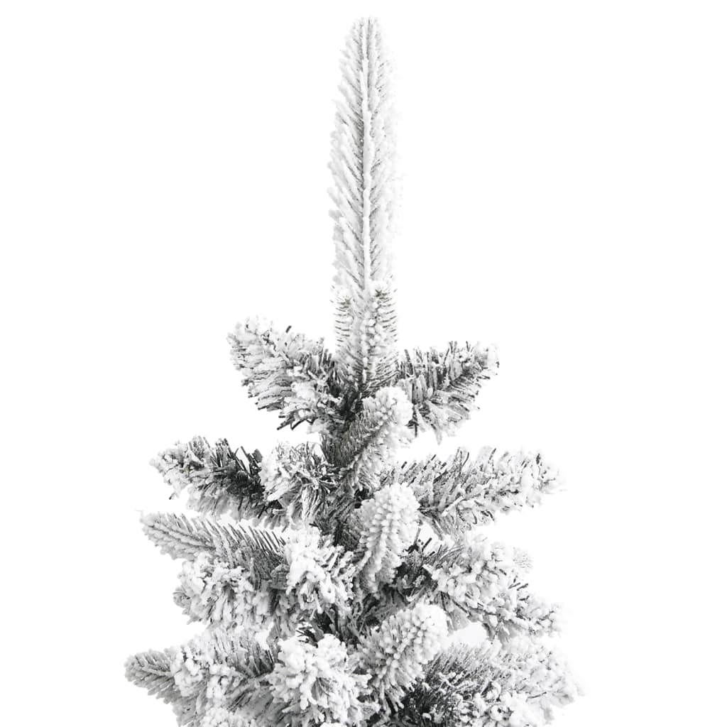 vidaXL Zasnežený umelý úzky vianočný stromček 150 cm PVC a PE